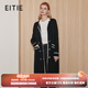 愛特愛（EITIE）時尚寬松慵懶高級感撞色長款羊毛針織開衫秋季新款女7101812 極簡黑20 L 165
