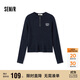 森馬（Semir）毛衣女冬季短款半開(kāi)襟刺繡修身套頭衫女生風(fēng)顯瘦上衣107724107001