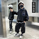 兜兜王國男童春秋衛衣套裝2025新款中大童休閑運動(dòng)春秋裝兒童酷帥韓版男孩 黑色 【上衣+褲子】 150