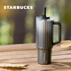 星巴克（Starbucks）經(jīng)典系列黑色條紋款雙飲口不銹鋼杯920ml冰霸杯咖啡杯女神節禮物