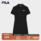 FILA 斐樂(lè )官方女子針織連衣裙時(shí)尚修身POLO領(lǐng)短袖裙子 正黑色-BK L (170) 88A