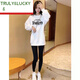 TRULY&LUCKY搭配鯊魚(yú)褲的上衣包臀中長(cháng)款衛衣打底衫女秋冬遮屁股內搭長(cháng)袖T恤 白色(黑-SFA字母)【春秋/款】 M 101-112斤