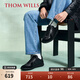 THOM WILLS【舒適軟內里】黑色德訓鞋男真皮軟底新款男鞋休閑鞋夏季運動(dòng)鞋 黑色G782 41 /7.5碼