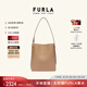 芙拉（FURLA）【限時(shí)優(yōu)惠】MIANOVA牛皮大號(hào)女士上班通勤大容量單肩包水桶包 褐色
