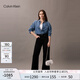 Calvin Klein時(shí)尚單肩包禮物鏈條包包金屬字母旋扣翻蓋CK女包斜挎馬鞍包DH3240 YAF-牛乳白 OS