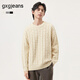 gxgjeans男裝 多色不規則紋理設計圓領(lǐng)毛衣針織衫線(xiàn)衫 25冬新品 米色 L (175)