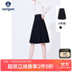Navigare意大利小帆船女士OL半身裙A字高腰百褶裙2322844503 黑 M 