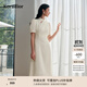 珂萊蒂爾【玫瑰裙】2025年夏季新款新中式立領(lǐng)女氣質(zhì)中長(cháng)連衣裙 淡橙黃 M