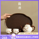 陶羽羊脂玉瓷浮雕梅花茶壺一壺兩杯家用陶瓷泡茶壺茶杯高檔會客泡茶器 浮雕梅花一壺兩杯+海棠盤