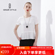 名師路T恤女夏裝新款圓領(lǐng)雪紡拼接下擺修身上衣氣質(zhì)時尚百搭女士打底衫 白色80 L