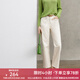 顏域白色高腰闊腿褲女裝2024新款春季休閑褲氣質(zhì)長(zhǎng)褲通勤時(shí)尚褲子 米白1 L