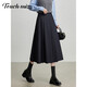 塔馳密司高端通勤百褶半身裙女2025秋裝新款學(xué)院風(fēng)中長(cháng)款A字裙百搭好看 深藏青 2XL