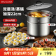 美廚（maxcook）湯鍋304不銹鋼 復底高湯鍋二層蒸鍋28cm 電磁爐通用帶蒸架MCZ3249