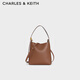 CHARLES&KEITH25秋新品吸扣式托特包手提子母水桶包七夕禮物CK2-10782671 Chocolate巧克力色 S