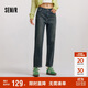森馬（Semir）牛仔褲女冬加絨做舊長(cháng)褲女生保暖顯腿長(cháng)ins潮直筒褲103724124011