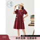 紫涵（ZIHAN）紫涵甜美少女連衣裙夏季新款多巴胺穿搭小個(gè)子圓領(lǐng)泡泡袖短裙 復古紅 L