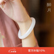 龍隱 青白玉手鐲女士款晴水料A貨正品和田玉髓瑪瑙羊脂白鐲子圓條 羊脂白玉圓鐲  圈口  58-59【適合100-110斤】