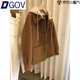 DGOV女春季2026新款百搭寬松針織毛呢外套加連帽假兩件上衣 咖啡色 2XL （115-130斤）