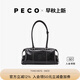PECO小丑保齡球包植鞣皮油蠟長(cháng)柄法棍腋下手提通勤單肩波士頓女包禮物 中號經(jīng)典黑頭層熔巖油蠟牛皮現貨