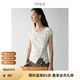 INSISFEMME亞麻2025夏季新款蕩領(lǐng)新中式斜門襟設(shè)計連袖T恤上衣女 格陵蘭白 M