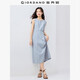 佐丹奴背心裙女夏季純色簡(jiǎn)約壓褶收腰圓領(lǐng)無(wú)袖連衣裙13465343