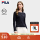 FILA 斐樂官方女子針織長袖衫2025冬新款時尚經(jīng)典休閑修身亨利衫 傳奇藍-NV M 165/84A/M