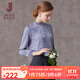 經(jīng)典故事（JANE STORY）2025春秋立領(lǐng)襯衫女長(cháng)袖新中式上衣時(shí)尚氣質(zhì)高端修身襯衣小個(gè)子 灰藍色 S