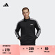 adidas休閑舒適三條紋立領(lǐng)夾克外套男裝秋季阿迪達(dá)斯官方輕運(yùn)動 黑色/白(推薦選大一碼) L