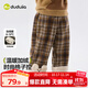 嘟嘟家兒童褲子加絨冬裝女童長(cháng)褲冬款男童格子褲洋氣寶寶休閑褲衣服童裝 棕格紋 110