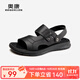 奧康官方?jīng)鲂?真皮舒適沙灘鞋子潮流涼拖鞋休閑兩用頭層牛皮男鞋 黑色 T243721008 42 260mm