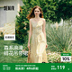 森馬（Semir）連衣裙女設計感肌理浪漫2025新款夏季甜美花邊碎花吊帶裙森系 黃色調00333 M
