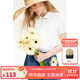 ELLE KIDS童裝 法式娃娃領(lǐng)甜美風(fēng)襯衫女童夏季新款泡泡袖雪紡上衣 白色 165 (M)