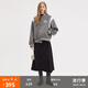 fano studios范洛冬季新款棒球服外套女設計感復古學院風刺繡毛呢加厚短外套 花灰色 XS