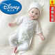 迪士尼（Disney）夏天衣服薄款寶寶護肚和尚斜襟夏季連體衣嬰兒莫代爾短袖薄哈衣 藍色 59cm