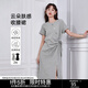 初語(yǔ)設(shè)計(jì)感小眾開叉連衣裙女2024夏季新款蝴蝶結(jié)收腰T恤裙中長(zhǎng)裙 借題發(fā)灰8329025 L