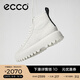 愛(ài)步（ECCO）休閑鞋女 時(shí)尚百搭防水高幫牛皮鞋 街頭860403 白色/灰白色86040352292 37