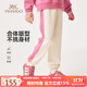 英氏（YEEHOO）女童褲子兒童長(zhǎng)褲中大童裝衛(wèi)褲休閑運(yùn)動(dòng)褲百搭束腳褲秋 玫紅 120