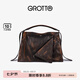 GROTTO個(gè)樂(lè)翻領(lǐng)包焦木棕復(fù)古真皮大容量通勤手提單肩斜挎包七夕禮物 焦木棕 L