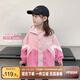 左西女童外套2025新款兒童連帽夾克衫戶(hù)外防風(fēng)拼接上衣潮 粉色140