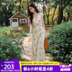 Olrain歐芮兒杏色法式印花收腰連衣裙女夏季2025新款溫柔風(fēng)A字裙 花色 XL
