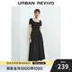 UR2025秋季新款女裝休閑簡約拼接修身短袖連衣裙UWM750025 黑色 (偏長) M