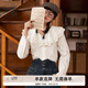 紫涵（ZIHAN）紫涵雙層花邊娃娃領(lǐng)白色襯衫女秋季甜美設計感長(cháng)袖棉襯衣 白色 S