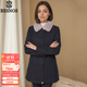BESNOS意大利品牌派克服女2024冬季新款水貂皮內膽可拆卸皮草外套短款 黑色 毛袖 3XL /推薦體重141-150斤