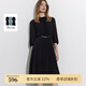 SCOFIELDScofield女裝法式小高圓領(lǐng)優(yōu)雅通勤七分袖百褶連衣裙氣質(zhì)中長裙 黑色 M 165