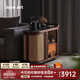 美簡(jiǎn)主義移動(dòng)茶水柜實(shí)木茶車(chē)客廳邊柜小型高端茶幾黑胡桃木燒水臺煮茶茶臺 移動(dòng)茶水柜丨不含茶爐