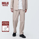 無(wú)印良品（MUJI）男式 不易褶皺 抽褶寬版褲 男士褲子男款 長(cháng)褲 早秋 AE0WTA4S 淺米色 XL(180/92A)