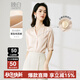 晚白【新品】高級感緞面短袖襯衫女2025秋款洋氣百搭V領(lǐng)襯衣上衣 香檳色 S