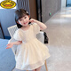 G.duck女童連衣裙春夏款2025新款后背絲帶公主裙女孩寶寶夏裝裙子兒童裝 香檳色 100碼(建議身高90-100cm 2-3周歲