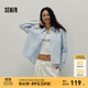 森馬長(zhǎng)袖襯衫女簡(jiǎn)約寬松襯衣字母印花短背心個(gè)性潮流秋通勤兩件套 冰藍(lán)80903 S