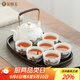 金鑲玉整套功夫茶具 家用羊脂玉瓷提梁壺喝茶送禮盒高檔 山水清音
